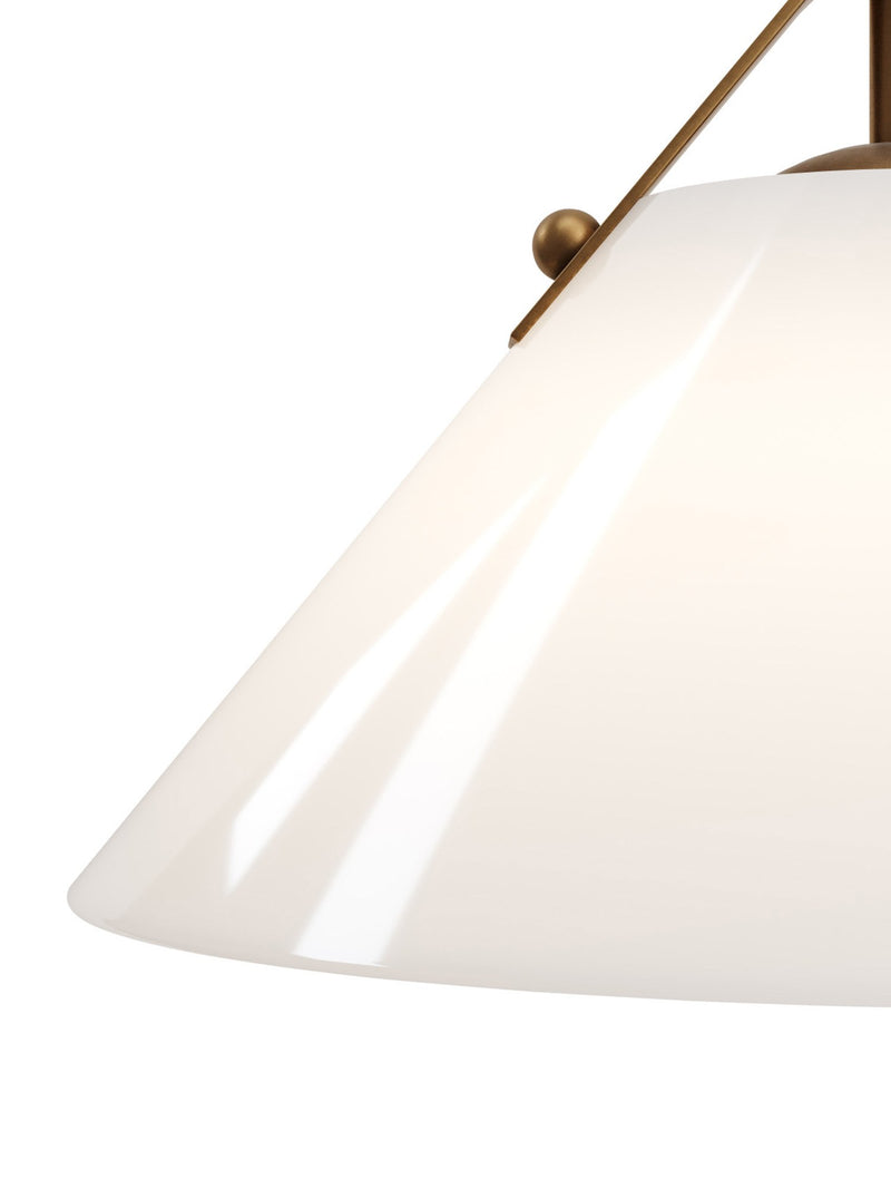 Bronwen Pendant in Opaque White / Antique Brass
