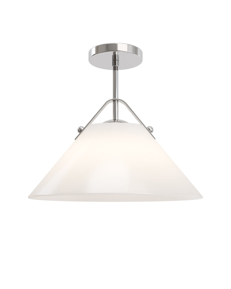 Bronwen Pendant in Opaque White / Polished Nickel