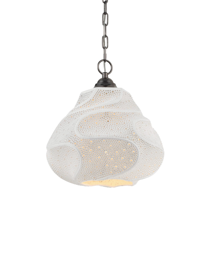 Wintershall Pendant in White / Antique Brushed Nickel
