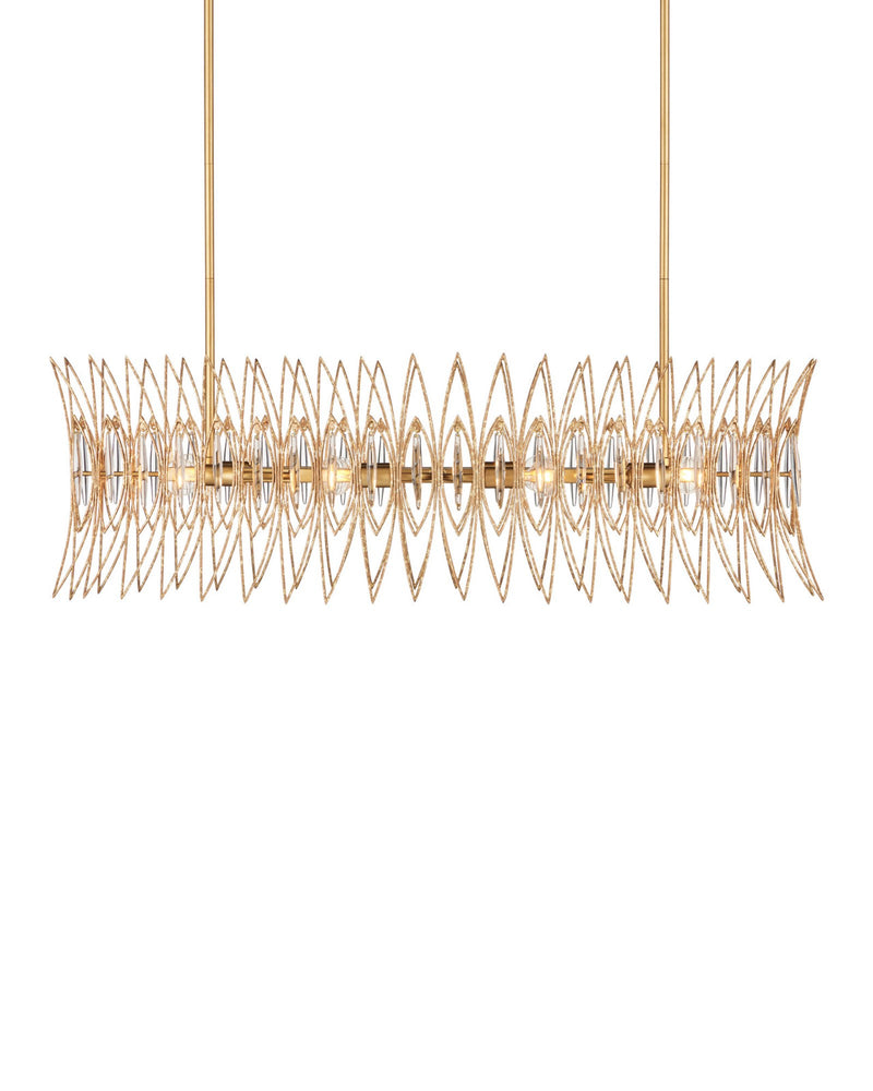 Marquise 8-Light Oval Pendant in Luxor Gold / Clear