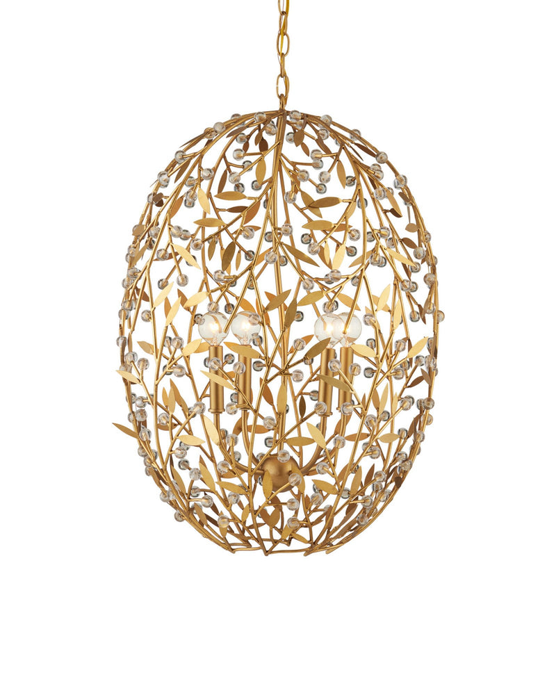 Secret Garden 4-Light Cage Pendant in Clear / Contemporary Gold Leaf / Contemporary Gold