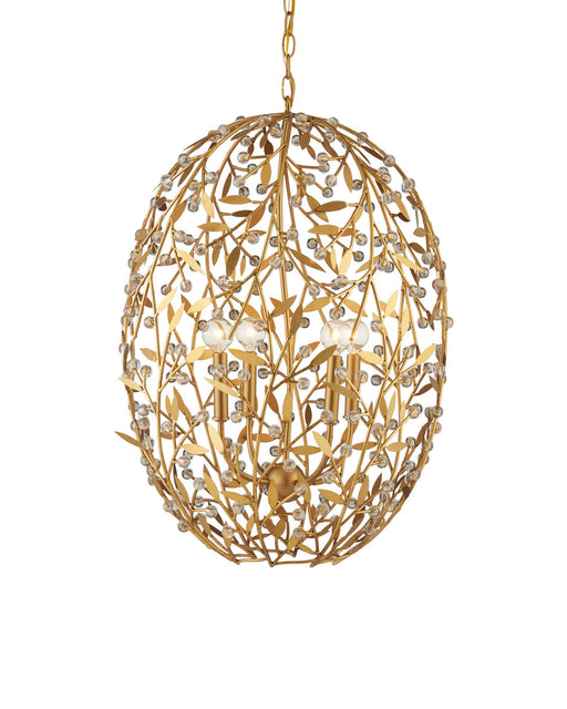 Secret Garden 4-Light Cage Pendant in Clear / Contemporary Gold Leaf / Contemporary Gold