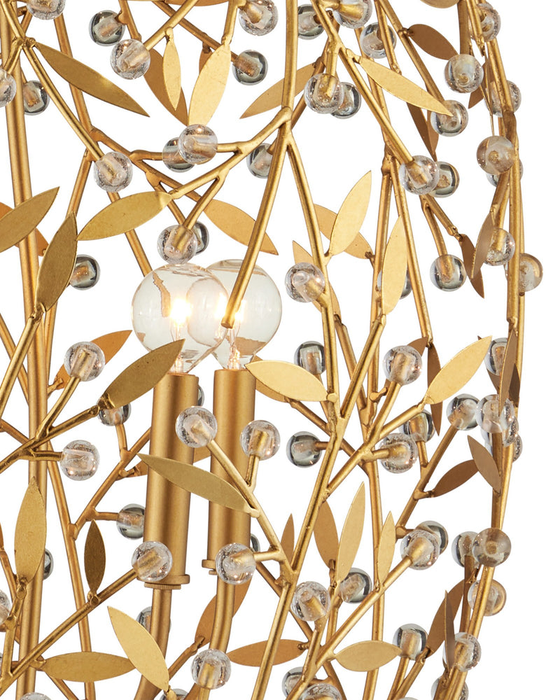 Secret Garden 4-Light Cage Pendant in Clear / Contemporary Gold Leaf / Contemporary Gold