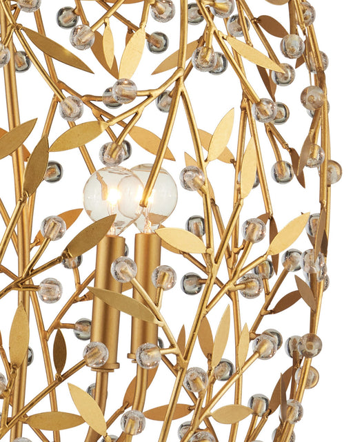 Secret Garden 4-Light Cage Pendant in Clear / Contemporary Gold Leaf / Contemporary Gold