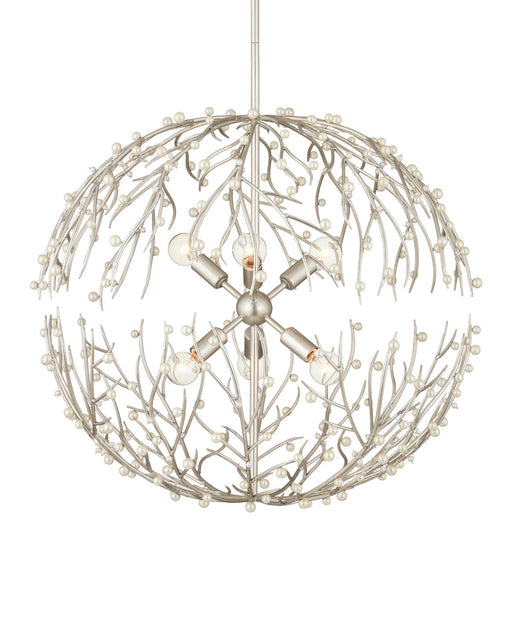 Shinju 6-Light Pearl Orb Pendant in Natural / Contemporary Silver Leaf