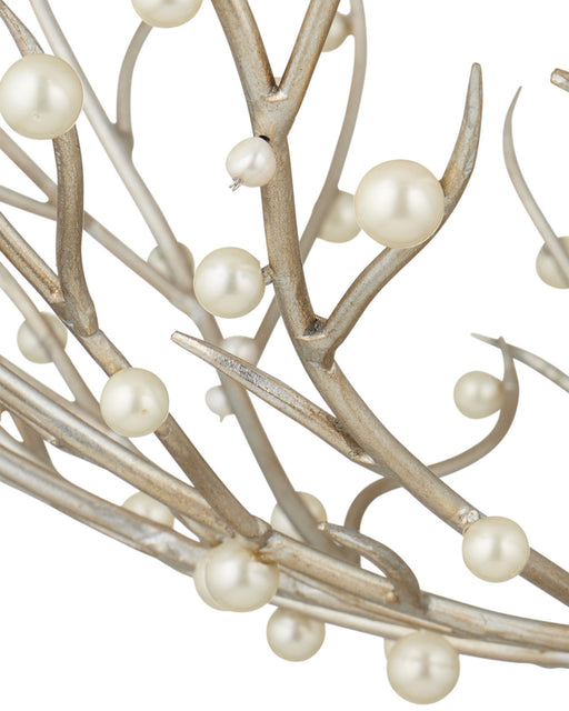 Shinju 6-Light Pearl Orb Pendant in Natural / Contemporary Silver Leaf