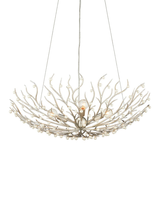 Shinju 4-Light Pearl Bowl Chandelier in Natural / Contemporary Silver Leaf