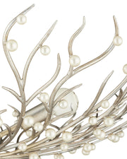 Shinju 4-Light Pearl Bowl Chandelier in Natural / Contemporary Silver Leaf