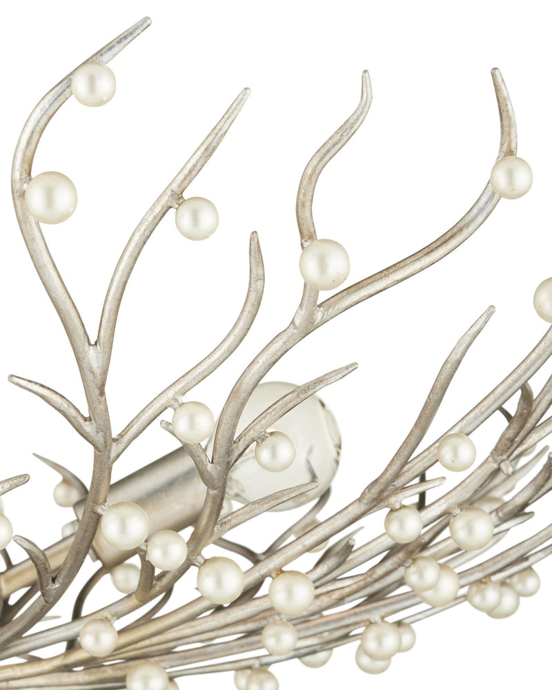 Shinju 4-Light Pearl Bowl Chandelier in Natural / Contemporary Silver Leaf