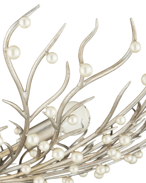 Shinju 4-Light Pearl Bowl Chandelier in Natural / Contemporary Silver Leaf