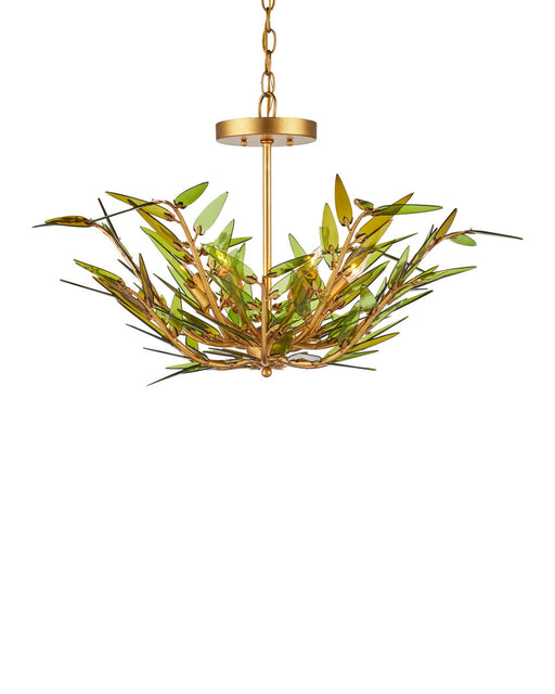 Babylon 6-Light Pendant in Green / Contemporary Gold Leaf / Contemporary Gold