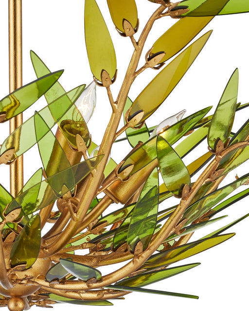 Babylon 6-Light Pendant in Green / Contemporary Gold Leaf / Contemporary Gold