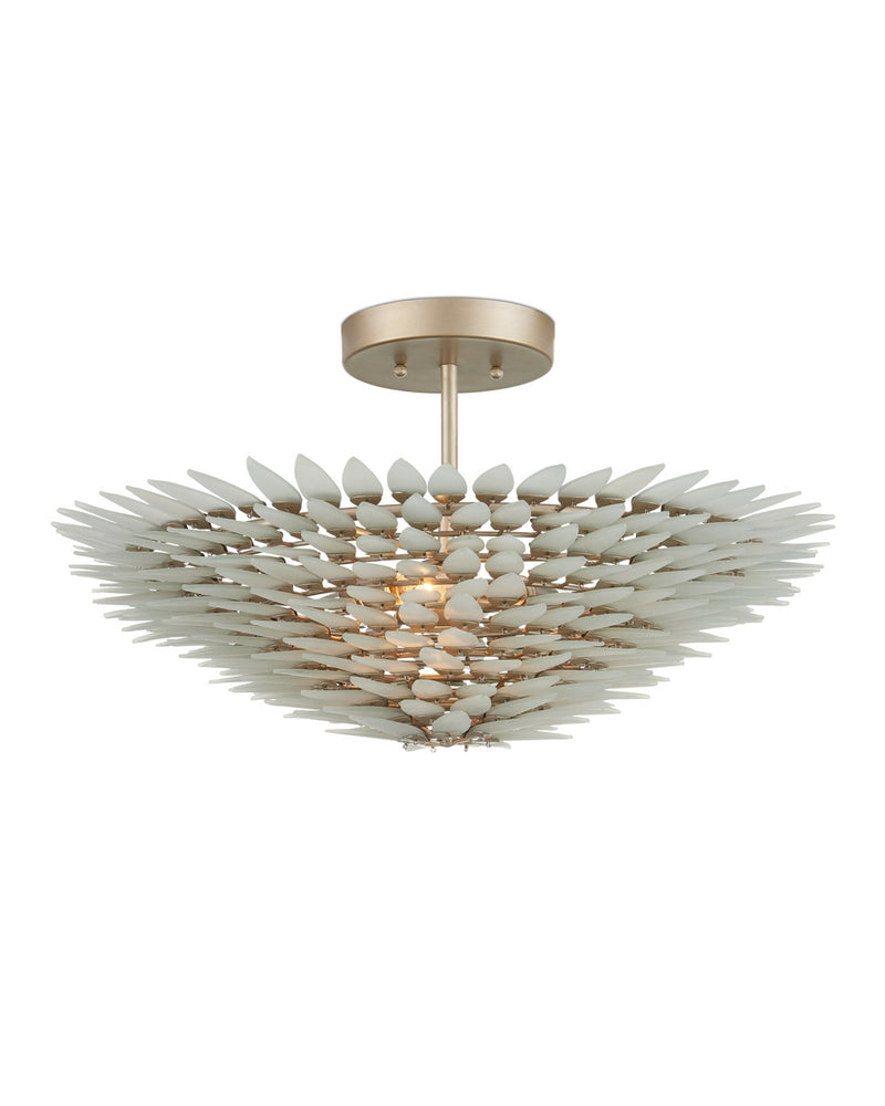 Dahlia Semi-Flush Mount in Frosted / Contemporary Silver