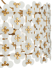 Spring Flower 4-Light Pendant in Frosted White / Glossy White / Brass