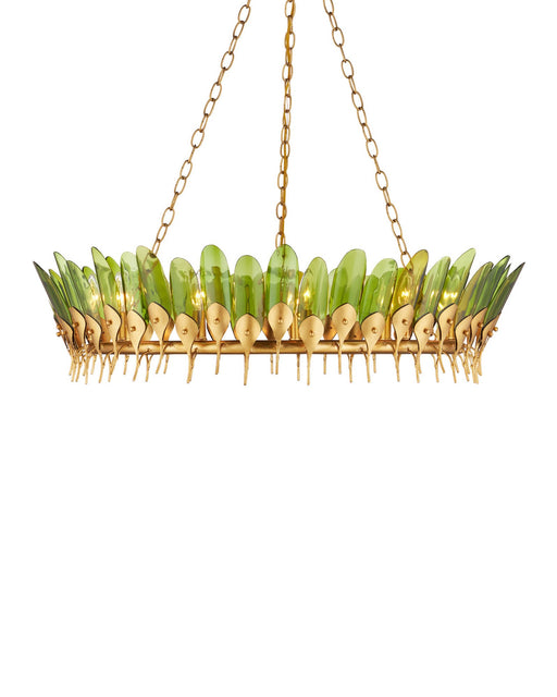 Selavy 11-Light Round Pendant in Green / Contemporary Gold Leaf / Contemporary Gold