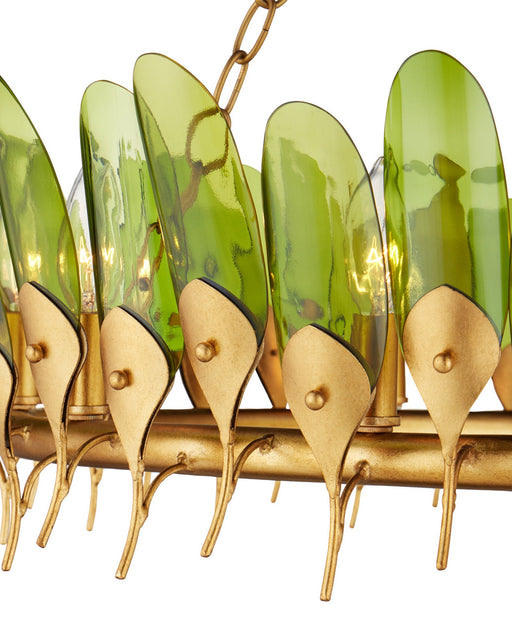 Selavy 11-Light Round Pendant in Green / Contemporary Gold Leaf / Contemporary Gold