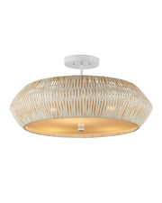 Antibes 3-Light Semi-Flush Mount in Bleached Natural / Snow White / White
