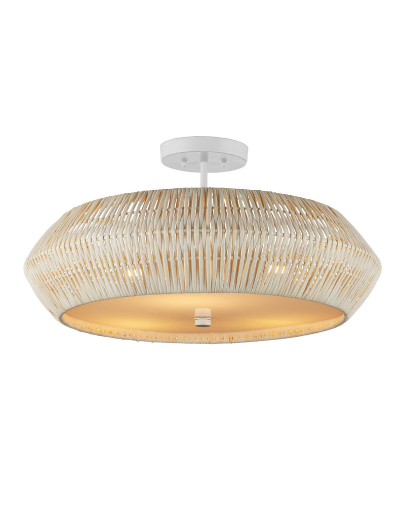 Antibes 3-Light Semi-Flush Mount in Bleached Natural / Snow White / White