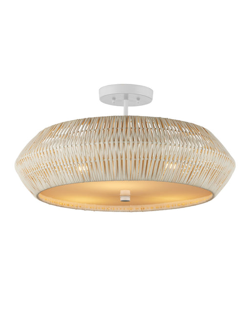 Antibes 3-Light Semi-Flush Mount in Bleached Natural / Snow White / White
