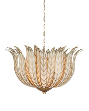 Lamina 3-Light Bowl Pendant in Antique Brass / Off-White