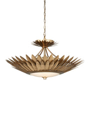 Plumage Semi-Flush Mount in Antique Brass / White