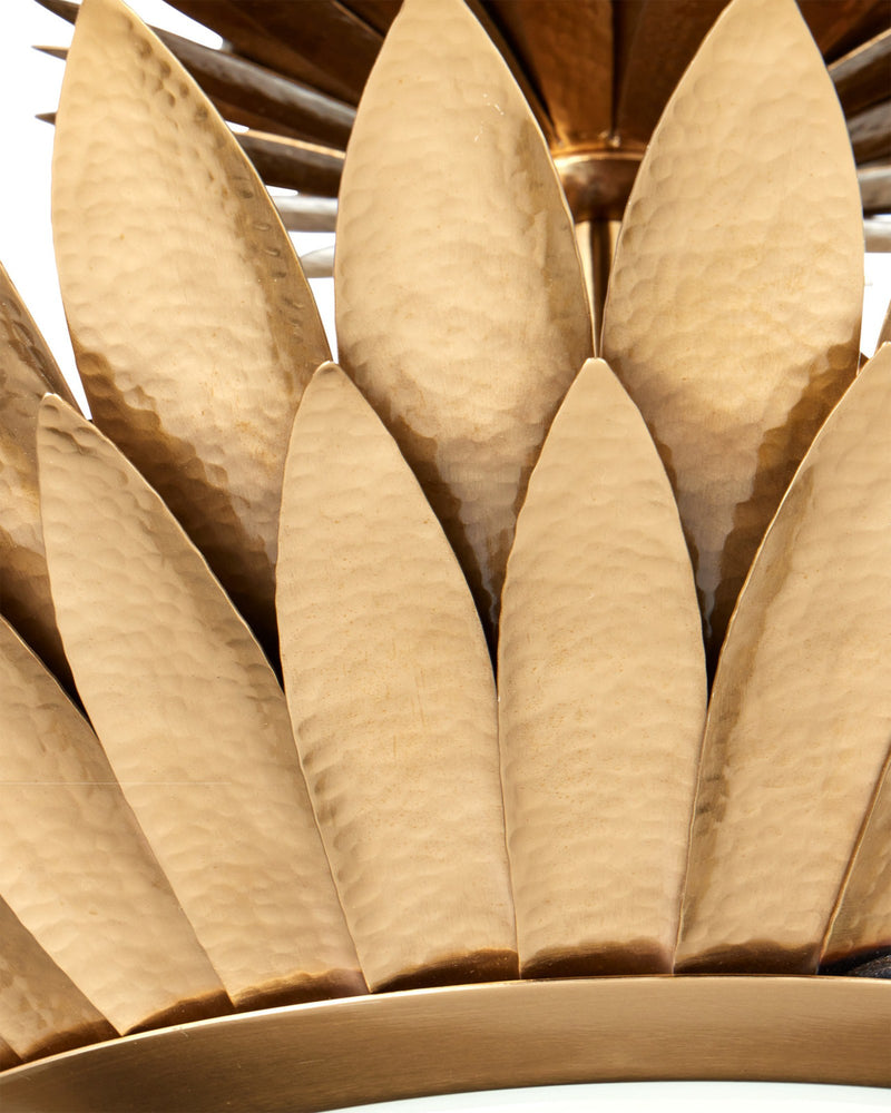 Plumage Semi-Flush Mount in Antique Brass / White