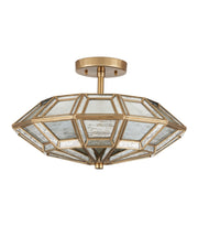 Valentina 3-Light Semi-Flush Mount in Antique Brass / Antique Silver