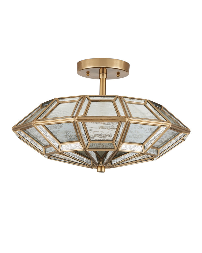 Valentina 3-Light Semi-Flush Mount in Antique Brass / Antique Silver