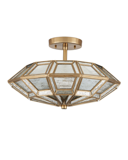 Valentina 3-Light Semi-Flush Mount in Antique Brass / Antique Silver