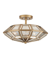 Valentina 3-Light Semi-Flush Mount in Antique Brass / Antique Silver