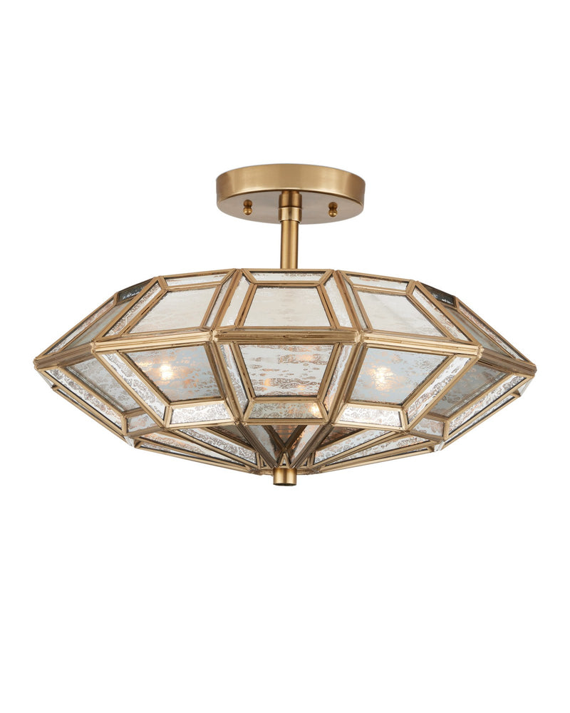 Valentina 3-Light Semi-Flush Mount in Antique Brass / Antique Silver