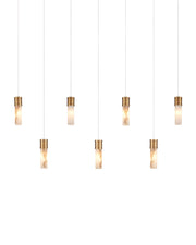 Cannula 7-Light Linear Multi-Drop Pendant in Vintage Brass / White / Silver