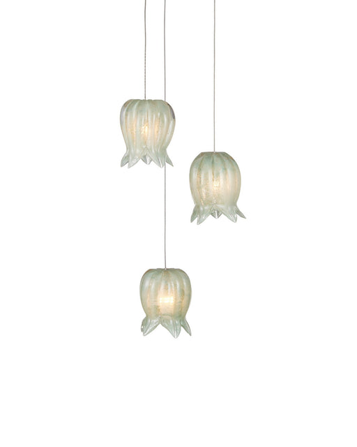 Polpo 3-Light Round Multi-Drop Pendant in Green / Silver