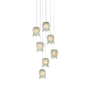 Polpo 7-Light Round Multi-Drop Pendant in Green / Silver