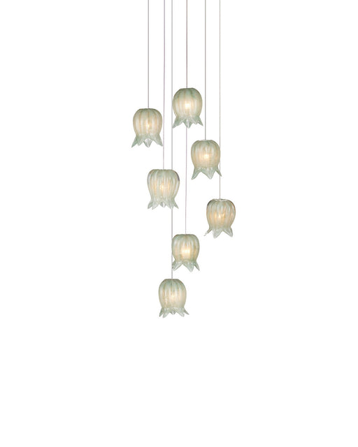 Polpo 7-Light Round Multi-Drop Pendant in Green / Silver