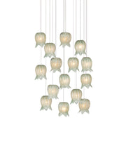 Polpo 15-Light Round Multi-Drop Pendant in Green / Silver