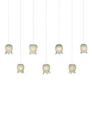 Polpo 7-Light Linear Multi-Drop Pendant in Green / Silver