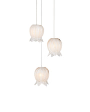 Polpo 3-Light Round Multi-Drop Pendant in White / Silver