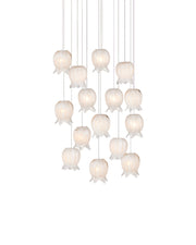 Polpo 15-Light Round Multi-Drop Pendant in White / Silver