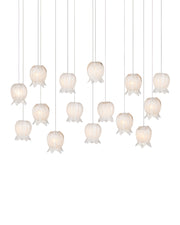 Polpo 15-Light Linear Multi-Drop Pendant in White / Silver
