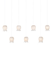 Polpo 7-Light Linear Multi-Drop Pendant in White / Silver