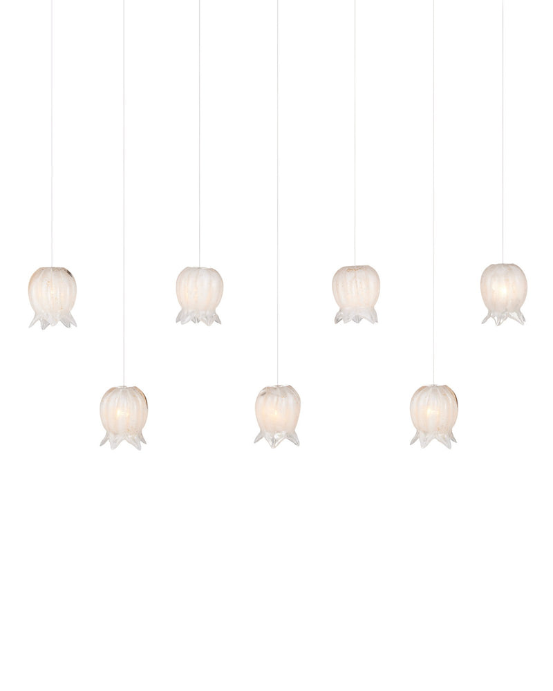 Polpo 7-Light Linear Multi-Drop Pendant in White / Silver
