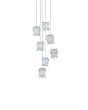 Polpo 7-Light Round Multi-Drop Pendant in Blue / Silver