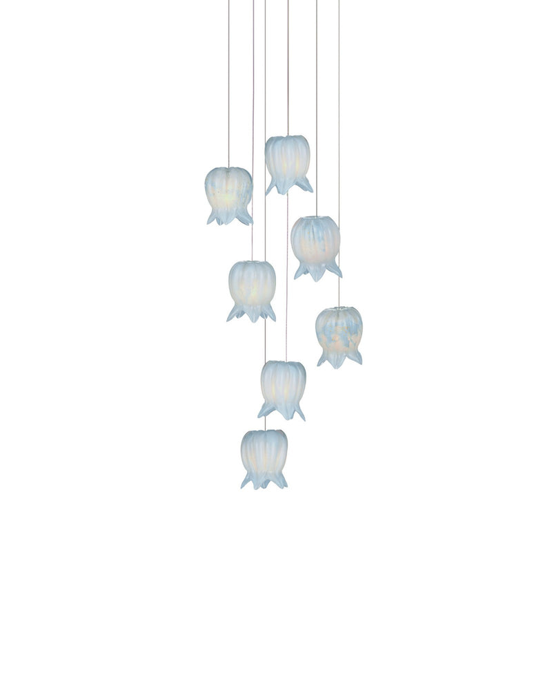 Polpo 7-Light Round Multi-Drop Pendant in Blue / Silver
