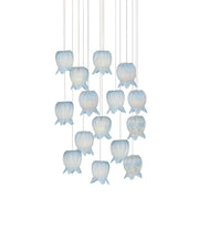 Polpo 15-Light Round Multi-Drop Pendant in Blue / Silver