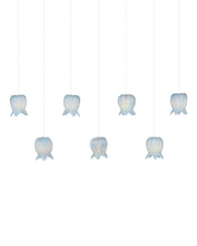 Polpo 7-Light Linear Multi-Drop Pendant in Blue / Silver