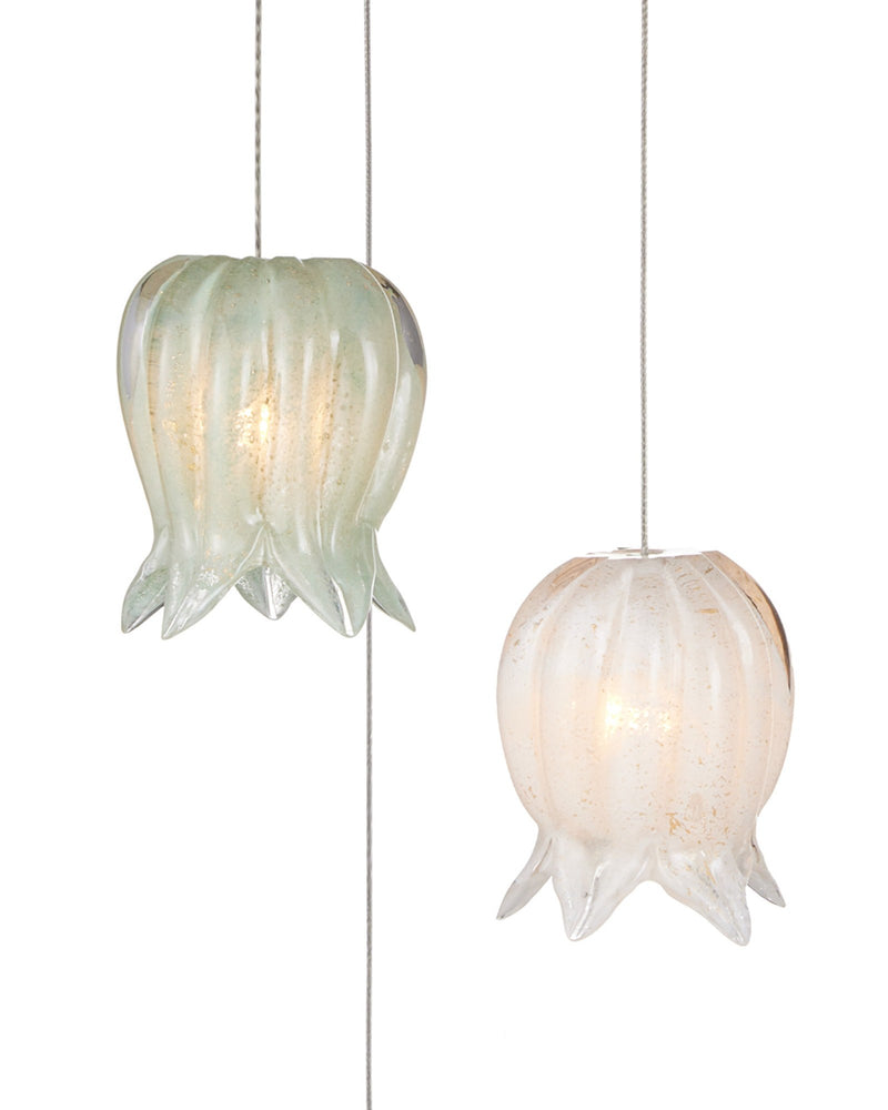 Polpo Misto 3-Light Round Multi-Drop Pendant in Blue / Green / White / Silver