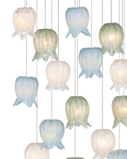 Polpo Misto 15-Light Round Multi-Drop Pendant in Blue / Green / White / Silver