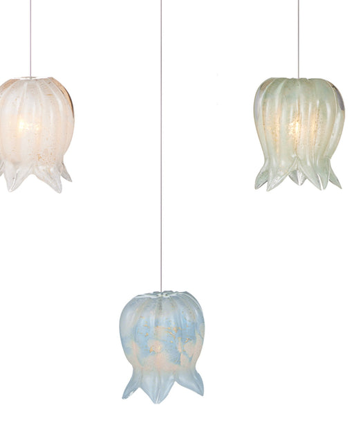 Polpo Misto 7-Light Linear Multi-Drop Pendant in Blue / Green / White / Silver