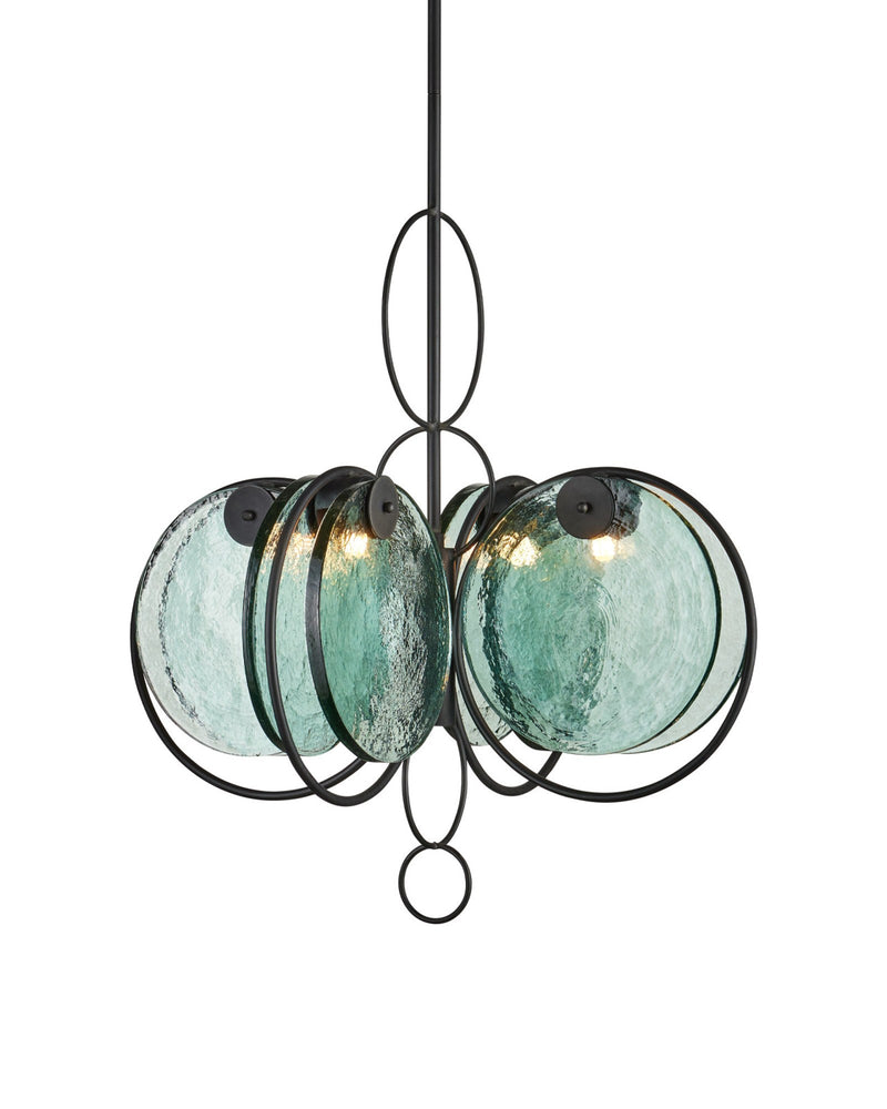 Vesica Piscis 4-Light Chandelier in Clear / Blacksmith